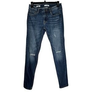 Vigoss Jagger Skinny Jeans Womens 28 Blue Distressed Ripped Low Rise Denim